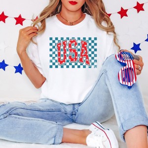 Simply Sage Market USA Checkered Stars Garment Dyed Tee - 1 of 4