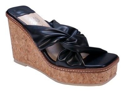 GC Shoes Neila Knotted Squared Toe Cork Slide Wedge Sandals