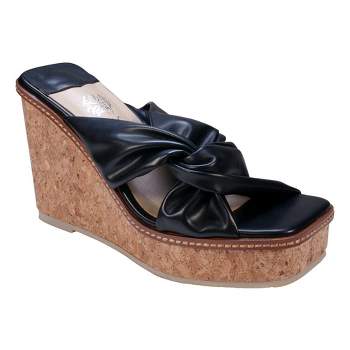Gc Shoes Estela Blue 8.5 Squared Toe Cork Slide Wedge Sandals : Target