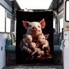 Pig Family Print Flannel Blanket, Four Seasons Cozy Throw for Car and Home, Soft Polyester Fiber, Christmas Gift. - 2 of 4