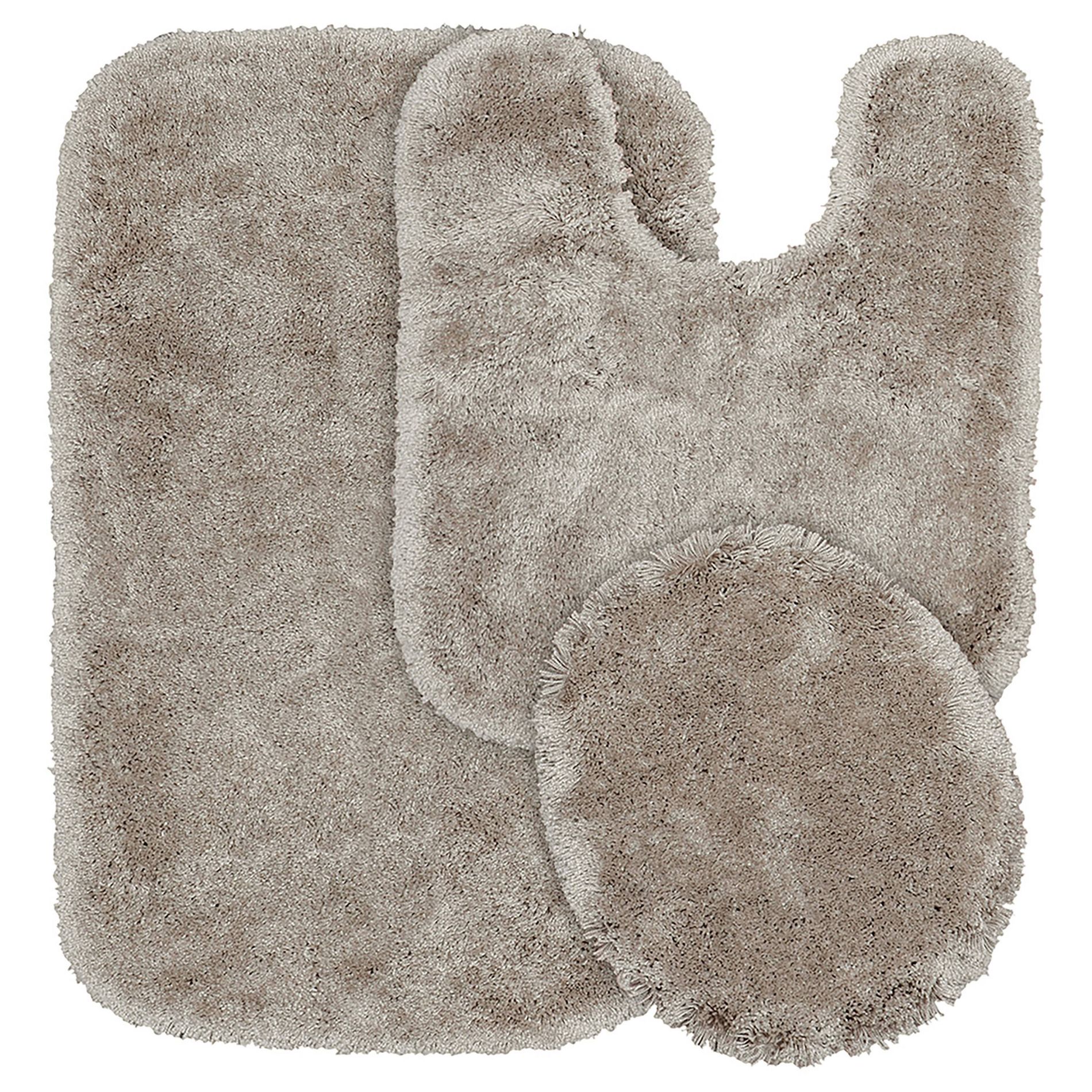3pc Finest Luxury Ultra Plush Washable Nylon Bath Rug Set Taupe - Garland: Non-Slip, Machine Made, Tufted Design