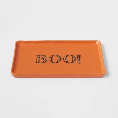 11" x 7" Stoneware Boo Serving Platter - Threshold™