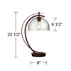 Possini Euro Design Modern Accent Table Lamp with USB Port Filament LED 22.5" High Bronze Metal Glass Dome Shade for Living Room Desk Bedroom - 4 of 4