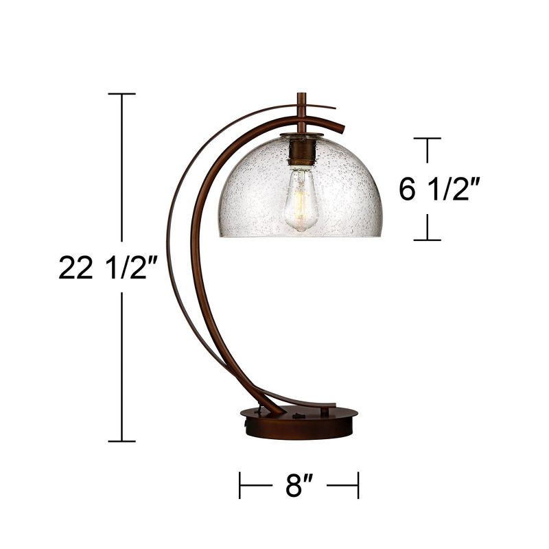 Possini Euro Design Modern Accent Table Lamp with USB Port Filament LED 22.5" High Bronze Metal Glass Dome Shade for Living Room Desk Bedroom, 4 of 10