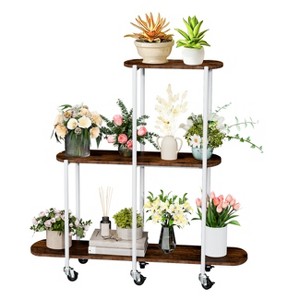 Artloge 3 Tier Plant Stand Tall Rolling Rack Vintage Indoor Plant Flower Holder with Lockable Casters for Patio Porch Garden Balcony Living Room - 1 of 4