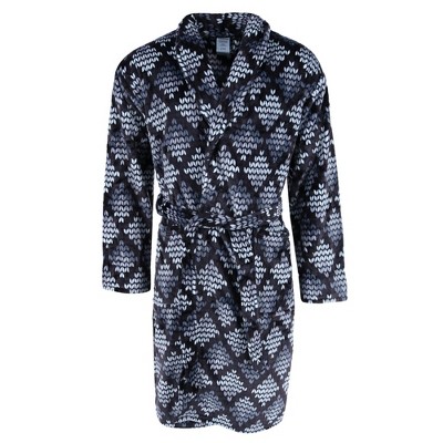 CTM Men's Diamond Pattern Plush Robe