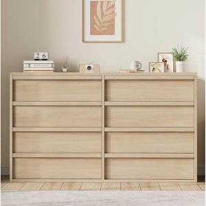 Whizmax 8 Drawer Dresser for Bedroom, 54" Wide Modern Double Dresser Organizer, Chest of Drawers for Living Room Bedroom Natural - 1 of 4