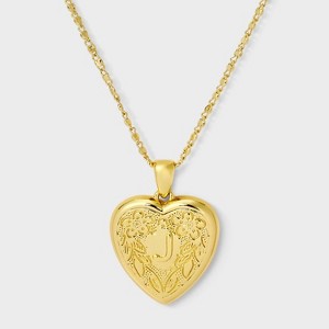 14K Gold Dipped Heart Charm Initial Necklace - A New Day™ Gold - 1 of 4