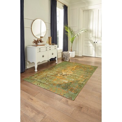 Kermin Green Flat Woven Synthetic Rectangular Rug 7'10" x 9'10"
