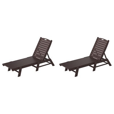 WestinTrends Poly Reclining Outdoor Patio Chaise Lounge Chair Adjustable (Set of 2)