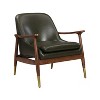 VYNXARIA 29.2in Mid-Century Faux Leather Accent Chair with Cushioned Seat,Solid Wood Frame,and Brass-Tipped Legs,Green - 3 of 4