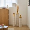 AENKYO Set of 3 Metal Tall Floor Vases, Gold Geometric Cylinder Vases with Vine Patterns -  for Living Room & Home Decor - 25"/29"/34" Height - 4 of 4