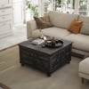 31.5" Wood Farmhouse Square Coffee Table with Hinged Flip Lift Top and Hidden Storage - 3 of 4