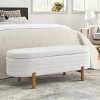 GlasFlength Ottomans and Benches Oval Storage Bench with Rubber Wood Legs Simple Fashion Design for Modern Living Spaces, Beige, 46.65"*18.11"*7.88" - 2 of 4