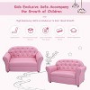 Costzon Kids Couch, 2-in-1 Princess Double Seat Sofa with PU Leather, Toddler Armrest Chair for Bedroom, Mini Loveseat Gift for Baby Girls - 4 of 4