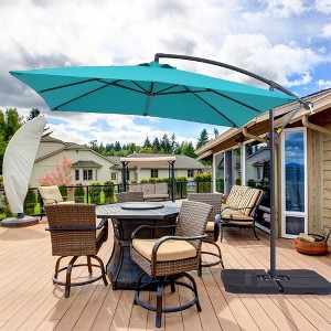 Sonkuki 8.2 x 8.2 Ft. Patio Offset Umbrella With Base for Garden, Backyard and Poolside - 1 of 4