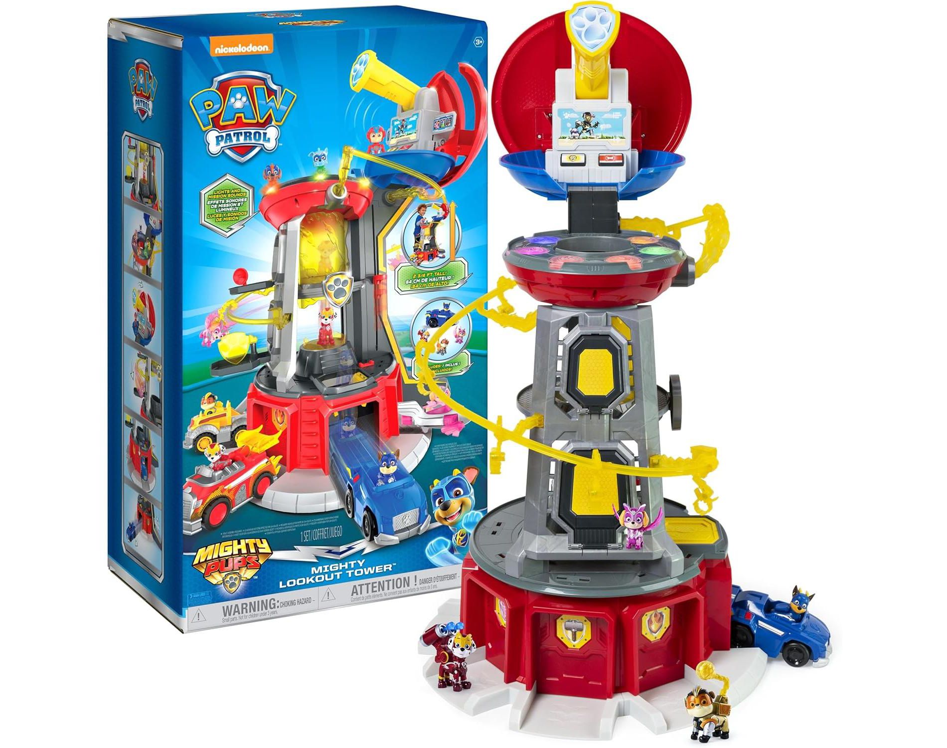 Paw Patrol, Mighty Lookout Tower with 4 Exclusive Bonus Action Figures, Toy Car,
