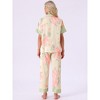 cheibear Women's Silky Short Sleeves Sleepshirt with Pants Sleepwear Pajama Set 2 Pcs - 4 of 4