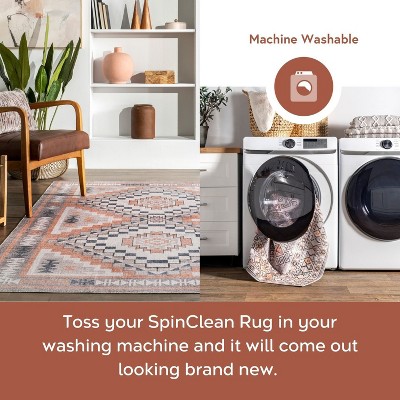 Leighton Light Orange Southwestern Washable Synthetic Area Rug