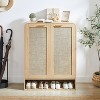 ORRD 6-Tier Rattan Door Shoe Cabinet, Adjustable Shelf Storage Organizer for Entryway, Hallway & Closet, Solid Wood, Farmhouse Modern (Oak) - 2 of 4
