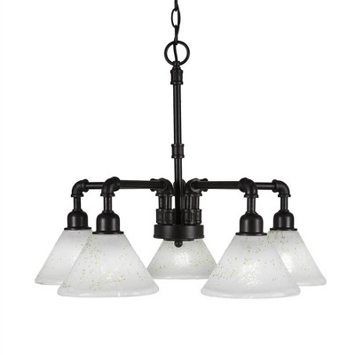 Toltec Lighting Vintage 5 - Light Chandelier in  Dark Granite with 7" Gold Ice Shade