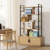 5 Tier Rattan Bookshelf with Storage Cabinet & Door, 71.1 Inch Tall Industrial Book Shelf,5 Shelf Bookcase with Metal Frame - 3 of 4