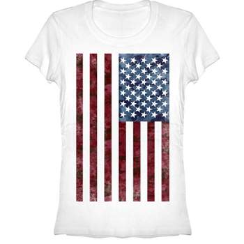 Juniors Womens Lost Gods Camo American Flag T-Shirt
