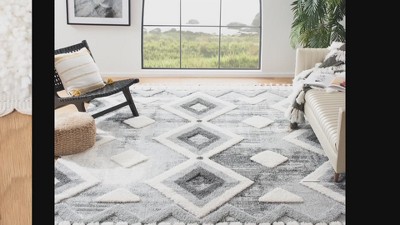 Gray Diamond Shag Synthetic Rectangular Area Rug