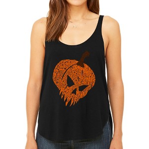 LA Pop Art Evil Pumpkin - Women's Premium Word Art Flowy Tank Top - 1 of 4