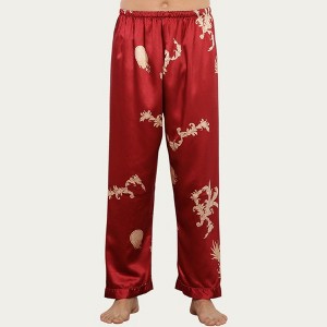 Anna-Kaci Men's Satin Lounge Pants with Baroque Print and Elastic Waistband - 1 of 4