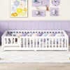 NicBex Kids Montessori Bed with Door,Wood Floor Bed with Safety Guardrails,Twin/Full/Queen Size Toddler bed for Bedroom Playroom,White/Gray/Brown - 2 of 4