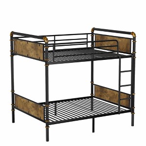 TiramisuBest Black Full XL Over Queen Metal Bunk Bed with Ladder and Slats Support - Ideal for Adults and Teens, Sturdy and Easy to Assemble - 1 of 4