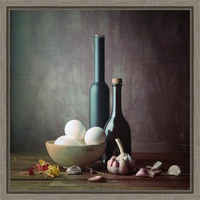 Amanti Art Kitchen Eggs and Bottles Still Life by Luiz Laercio Canvas Wall Art Print Framed 16 x 16-in.