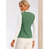 Allegra K Women's Plaid Casual Contrast Color Long Sleeve Bow Tie Neck Blouse - 3 of 4