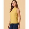 Allegra K Women's Sleeveless Frill Mock Neck Ruffle Chambray Blouse - 4 of 4