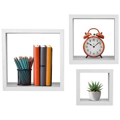 Sorbus Floating Box Shelves - Square Cube Wall Decor Hanging Shelves Decoration - Shelf for Living Room, Bedroom, Display, Photo Frames (White)