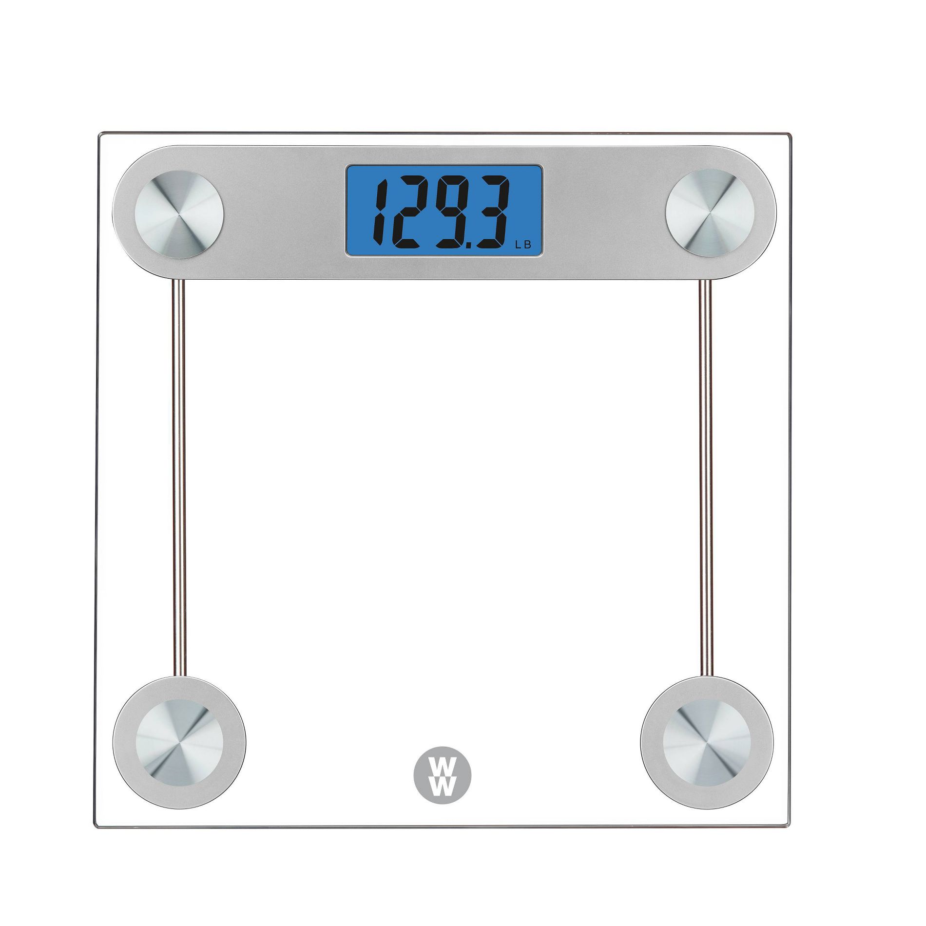Weight Watchers Digital Glass Scale with LCD Display and Backlight Clear: Electronic Personal Bathroom Scale, 400 lb Capacity
