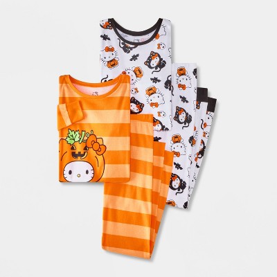 Girls' 4pc Hello Kitty Halloween Pajama Set - Orange