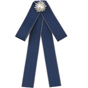 Elerevyo Women's Pre-Tied Ribbon Elegant Brooch Pin Bow Tie - 1 of 4