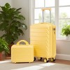 ChicFurnit Bag and Luggage Sets Hardside Checked Luggage, ABS Suitcase with Double Spinner Wheels, TSA Lock, Yellow, 14.4"*9.1"*22.2" - 2 of 4