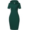 Women's Short Sleeve Hooded Sweatshirt Dress, Pullover Casual Hoodie Midi Dress - 4 of 4