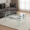 Lirago Rectangle Clear Tempered Glass 2-Tier Coffee Table-Modern Living Room Storage Center with Sleek Geometric Design 21.65"Wx39.37"Lx17.71"H - 3 of 4