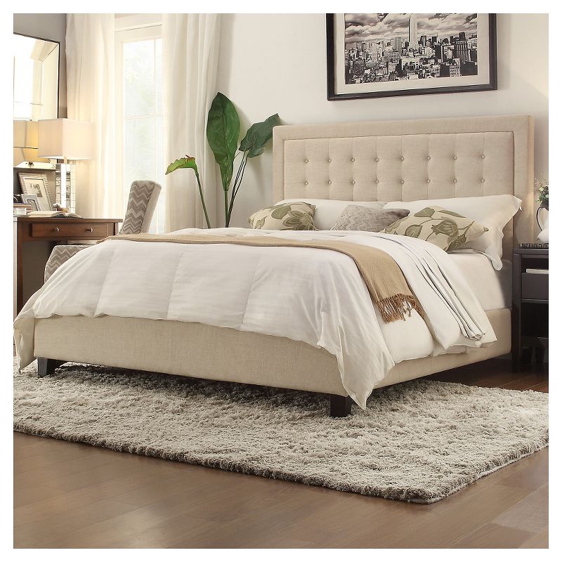 Queen Hudson Button Tufted Bed Oatmeal - Inspire Q, 2 of 5