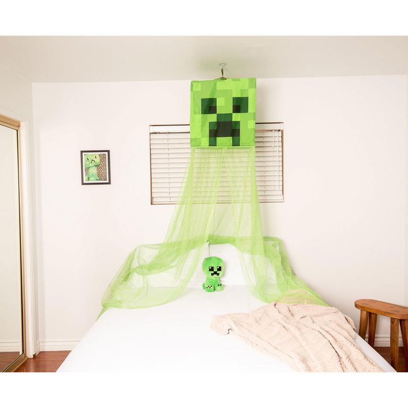 Ukonic Minecraft Green Creeper Kids Bed Canopy, Hanging Curtain Netting, 2 of 8