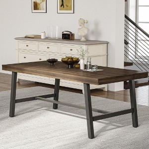 Garvee 70.87“ Large Rustic Wood Dining Table for 6, with Sturdy Black Metal Legs, Industrial Rectangle Patio Table for Kitchen, Dining Room - 1 of 4