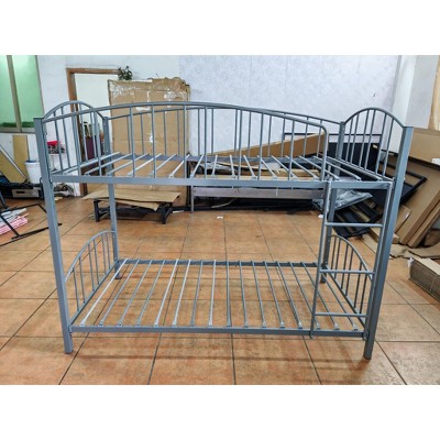 Nasitip Metal Bunk Bed Twin Over Twin, Heavy Duty Bunkbeds Frame with Arched Guardrail and Safety Ladder,Space-Saving, No Box Spring Needed