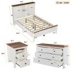 3-Pieces Bedroom Sets, Full Size Farmhouse Platform Bed,  Double Storage And Charging Station, Storage Nightstand And Dresser-Cuddlewood - 4 of 4