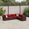vidaXL - 6 Piece Patio Lounge Set with Cushions - Brown Poly Rattan Outdoor Garden Terrace & Deck Furniture Set - 2 of 4