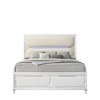 63.9" Queen Bed Tarian Bed White Boucle Pearl White Finish - Acme Furniture: LED Light Headboard, Storage Footboard - 2 of 4