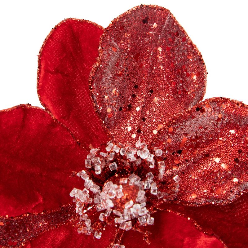 Northlight 18" Red Magnolia Glittered Christmas Stem Spray, 4 of 6